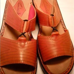 Red Clarks sandals size 9